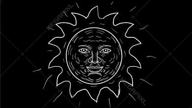 Vintage Sun Shining Drawing 2D Animation