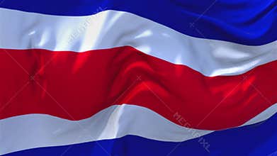 Costa Rica Flag Waving in Wind Continuous Seamless Loop Background.