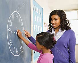 Teacher and Student at Blackboard