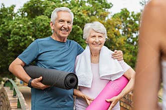 Senior couple ready for yoga