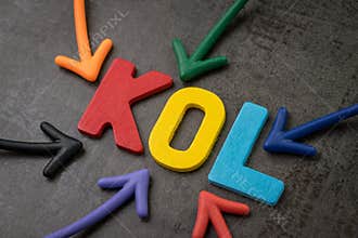 KOL abbreviation of Key Opinion Leader, influencer concept, colo