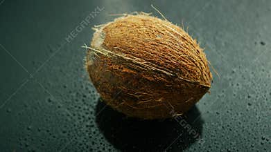 Whole unpeeled coconut