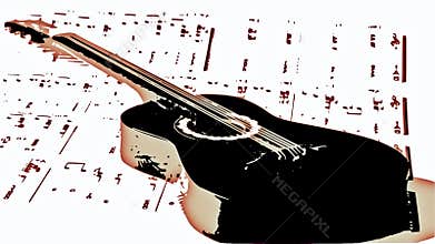 The scores of an old song, and an old guitar