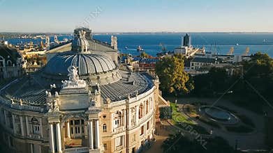 Odessa from the top. sightseeing Opera and Ballet Theater. aerial video footage. Top view. Ukrainian most interesting