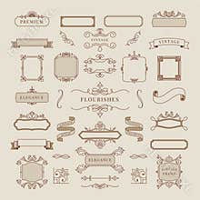 Collection of vintage ornament frame illustration