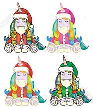 Vector cute unicorn cartoons.