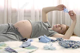 Looking at baby clothes