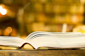 Thick Book Open In Bookshop