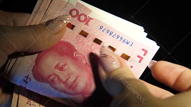 China yuan banknotes. Chinese money