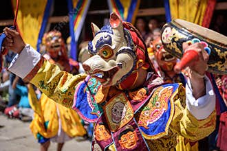 Buddhist monk dance at Paro Bhutan Festival
