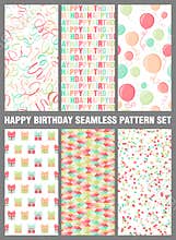 Happy birthday seamless pattern vector background set