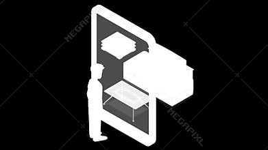 Augmented Virtual Reality marketing technology isometric flat animated concept