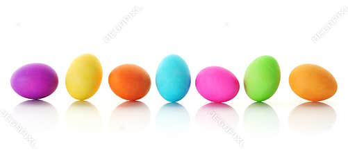 Colorful Easter eggs in a row