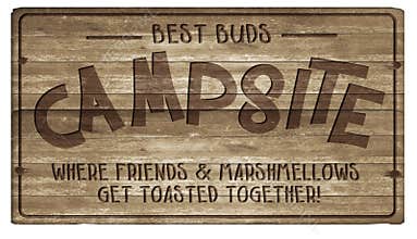Campsite Party Sign Wood Drinking Friends Camp