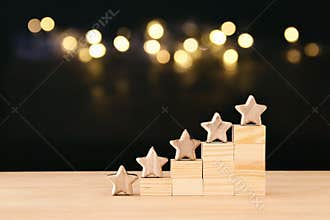 concept image of setting a five star goal. increase rating or ranking, evaluation and classification idea.
