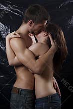 Intimate couple embracing
