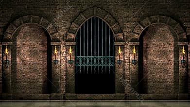 Medieval arches and gate