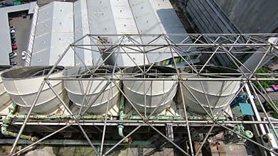 Big commercial air conditioner on top of a residential building
