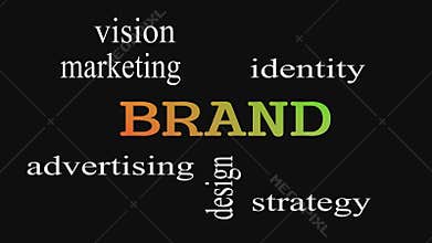 Brand concept word cloud on black background