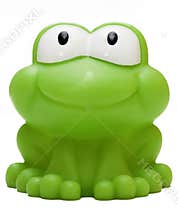 Toy rubber frog isolated on white background