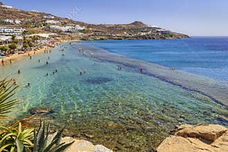 Paradise beach ,Kalamopodi, of Mykonos, Greece.