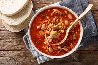 South American food Brunswick Stew pulled meat with vegetables o