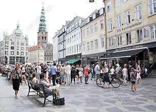 Stroget shopping street copenhagen denmark