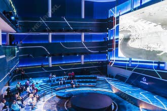 Dubai, UAE - 11.18.2021 - Opportunity district of EXPO 2020. Inside of a DP world pavilion. Event