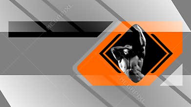 Gym instructor, fitness trainer. Templates for web site, flyer or header cover. Mock up sport poster. Fit, fitness