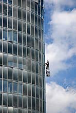 Window washers at work at a skyscraper