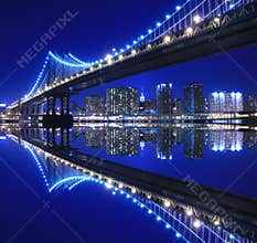 Manhattan Bridge At Night