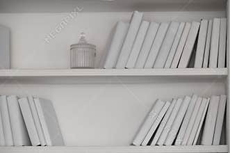 white shelf with books without inscriptions