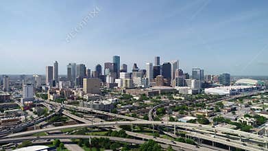 Houston, Texas, USA Drone Skyline Aerial Downtown Panorama