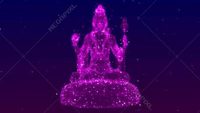 Abstract Rotating Purple Magical Shimmering Lord Shiva Statue Glitter Starry Effect 3d Rendering With And Without Om Namah Shivaya