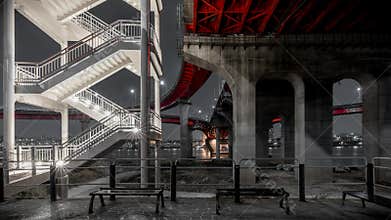 Under Seongsu Bridge at night Seoul, South Korea