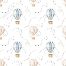 Watercolor Pattern with Air Balloons