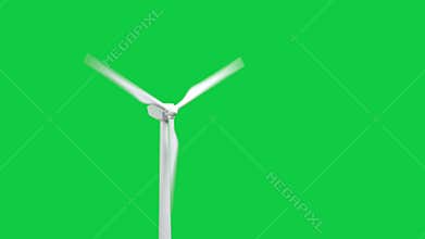 Wind turbine isolated on green screen background