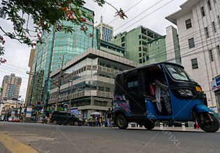 DAR ES SALAAM, TANZANIA - JANUARY 2020: Streets of Dar es Salaam. Tanzania. Eastern Africa