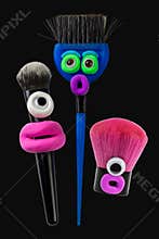 Set Of Animated brushes with eyes and lips.