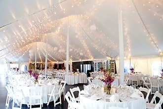 inside a wedding tent