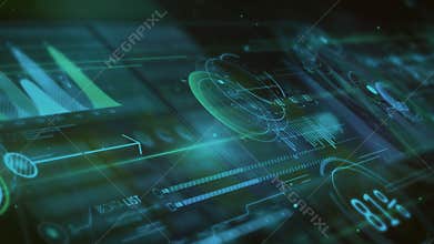 Array of animated data in virtual 3D space