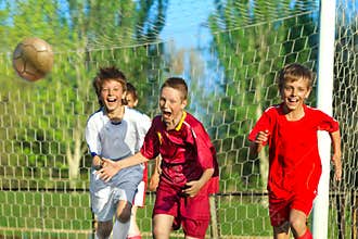 Boys playing soccer
