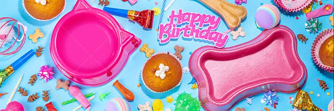 Domestic pets happy birthday background
