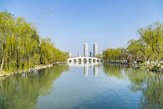 The lake skyline of Tianjin Water Park