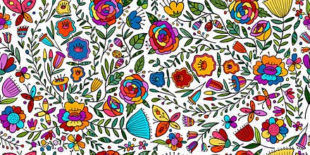Floral Garden. Spring concept Background. Seamless pattern for your design.