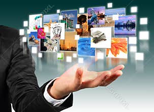 Hand holding with industry image