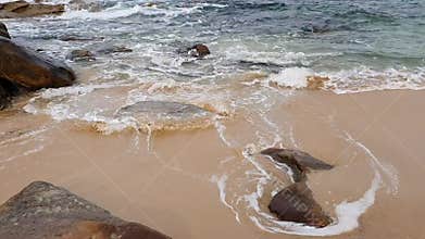Magic sea waves breaking on the beach