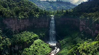 Waterfall Bogota Colombia aerial view beautiful