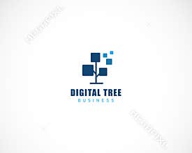 digital tree logo creative concept education technology icon
