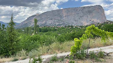 Harmankoy village with its natural beauties on the border of Harmankaya canyon in Bilecik,Turkey